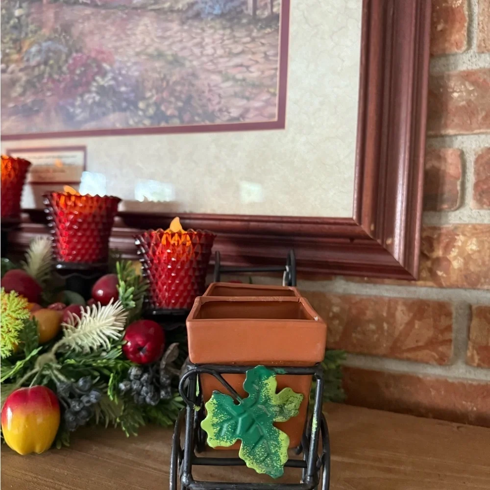 Vintage 1985 Brown and Black Decor Cart with Rustic Accents